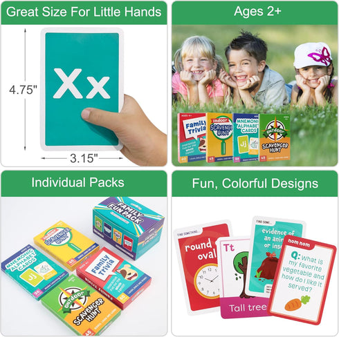 LotFancy 4 in 1 Card Games for Family Game Night, Scavenger Hunt Games for Kids, Indoor Outdoor Activities, Family