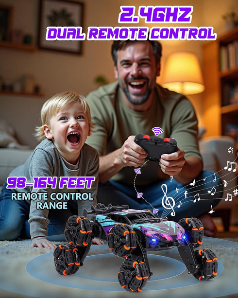 8WD 2.4GHz 6-14, HuiJuKeJi RC Stunt Car with Gesture Sensing & Spray, Hand-Controlled Remote Control Car Toy