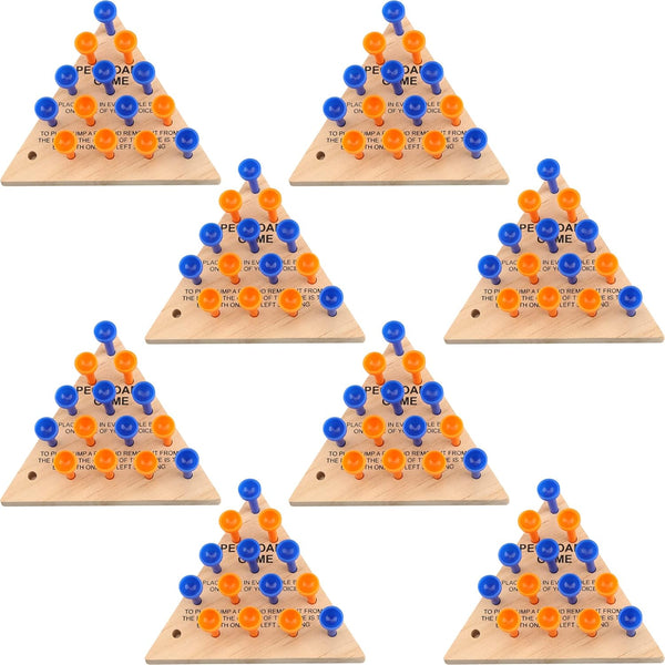 8 Packs Wooden Triangle Peg Games, Family Wooden Board Game Learning Puzzles for Travel and Gathering