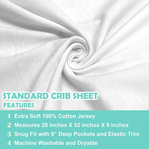 TL Care 100% Natural Cotton Fitted Crib Sheet - 52" x 28", Soft, Hypoallergenic, White