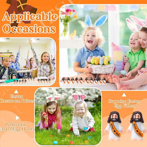 Bememo 100 Pcs Mini Jesus Figures, Original Design Jesus Toys for Hide and Seek, Sunday School Party Favors