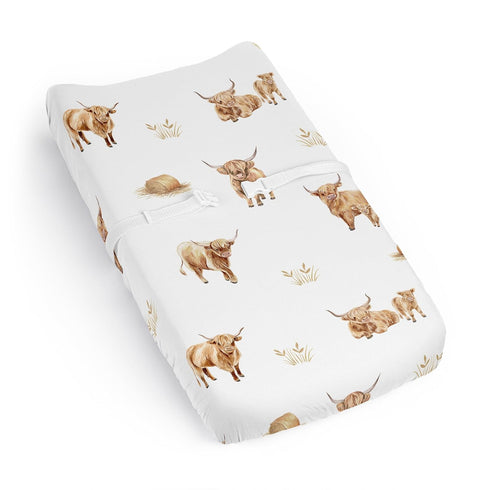 Sweet Jojo Designs Baby Changing Pad Cover Sheet (Boho Highland Cow) for