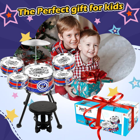 Set Set 5 3 4 5 Toy Drum for Toddlers Upgrade Drums Kit Kids Jazz Drum with Stool, Drums Percussion Musical Instruments