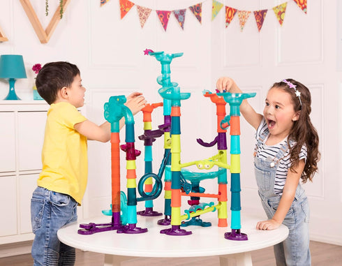 B. toys Marble Run Toy Set - 62 Piece Educational STEM Building Toy with Lights & Sound - 3 Years +