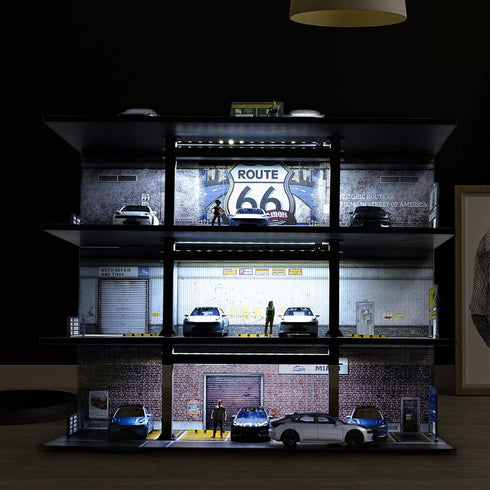 1/64 4 20 Scale Display Case Layers Parking Spaces Parking Garage Moldel for Diecast Toy Car Display Case with LED