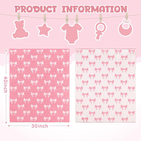 30 40 Inch SmoothNovelty Pink Bow Baby Throw Blanket Cute Dual Side Microfiber Newborn Girl Swaddle Blanket x Coquette