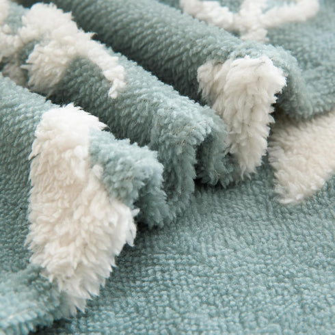 BORITAR 3D Fox Baby Blanket, Soft Warm Cozy Jacquard Fleece Toddler Nursery Blanket for Boys Girls (30 x 40 Inch, Sage