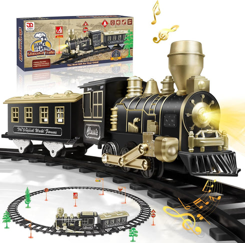 Electric Train Set, Ages 4-8 Christmas Train with Locomotive, Passenger Car, 6
