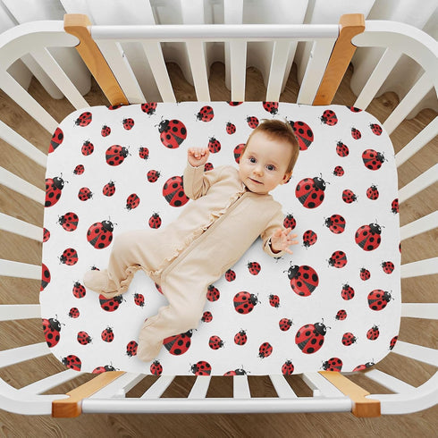 Sheet,52x28IN Pfrewn Crib Sheets for Boys Girls Red Ladybug Fitted Crib Sheet Fits Standard Crib Mattress Pads Stretch