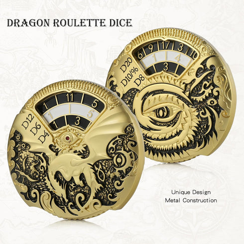 7-in-1 Set Dragon Roulette Spinner Dice DNDND Fidget Spinner Metal DND Dice with Luxurious Gift Box for Dungeons