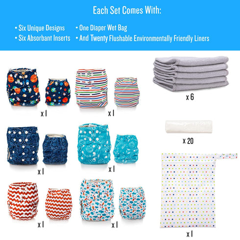 Simple Being Gusset, 4-Layers Reusable Cloth Diapers, Double One Size Adjustable, Washable Soft Absorbent, Waterproof