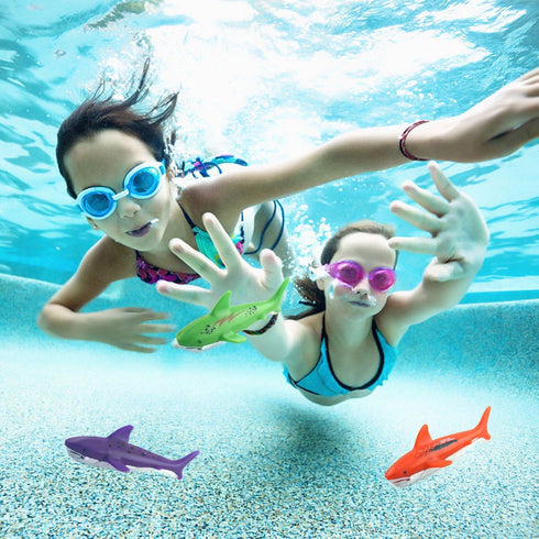 Swimming 4-8, 8 Pack Pool Diving Toys, Underwater Pool Toys for Kids Ages Diving Rings and Training Sharks for Learning