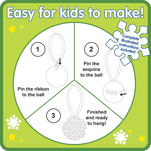 READY 2 LEARN Create Your Own Sequin Ornaments, Set of 6 Christmas Crafts for Kids, All Materials Included