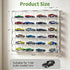 JUESHA 1/64 6 24 Acrylic Display Case for Hot Wheels Storage Scale, Levels Slots Toy Cars Showcase Wall Mount