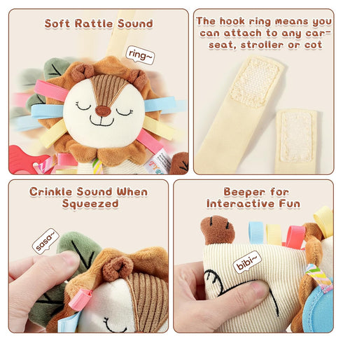 0 3 6 12 TYRY.HU Car Seat & Stroller Activity Toy,Soft Plush Cot Hanging Toy, Baby Rattle Toy with Strap,Developmental