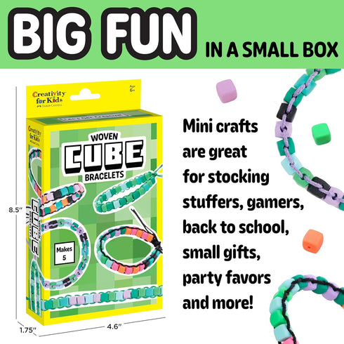 5 6+) Creativity for Kids Woven Cube Bracelets Mini Kit | Make Pixel-Inspired Bracelets with This STEAM Craft for Kids