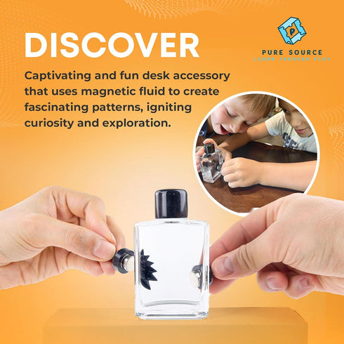 FerroFluid Display Toy Bottle, Ferro Fluid Liquid Metal STEM Toy, Magnetic Desk Toy with Neodymium Magnets