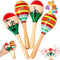 JOYIN 4 PCS Wooden Maracas for Kids, 7.6" Musical Rattle Noisemaker for Fiesta Party Favors