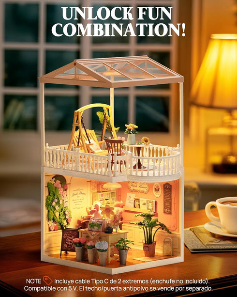 Rolife Super Creator Series Accessroies, DIY Mini Flower Garden Scenery Kit, Miniature Dollhouse Castle Building Kit's