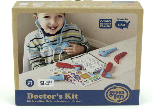 Green Toys Doctor's Kit, Red/Blue - 9 Piece Pretend Play Toy, BPA Free, Made in USA