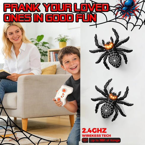 Walls&Ceilings|360Stunts, 2.4GHz 3-12 Wall Climbing Remote Control Spider Robot Toys, Climbs Remote|Gifts for Kids Year