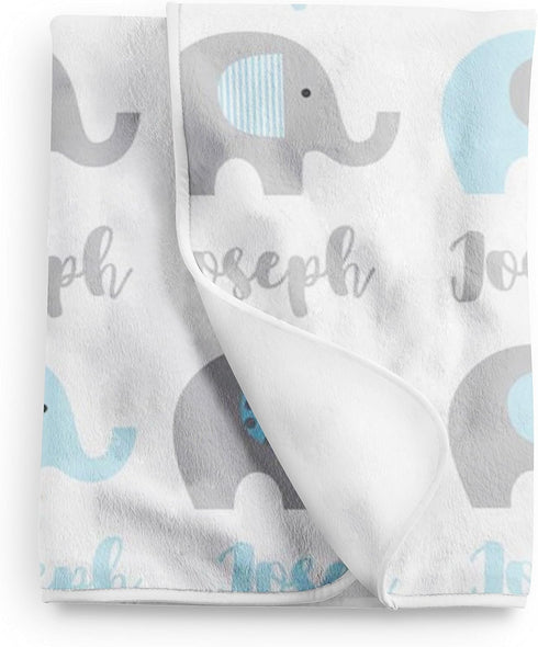 WolfeDesignPDD (30x40) Custom Blanket, Newborn Gift, Elephant Baby Blanket, Personalized Baby Blanket, Swaddle Blanket