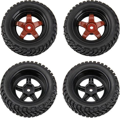 12mm Hex Hub 75mm/2.95'' Rubber Tires & Plastic Wheel Rims with Foam Compatible with HSP Tamiya HPI Kyosho 1/10 On-Road Touring Car,WLtoys 1/14 144001 RC Buggy (5-Spoke)