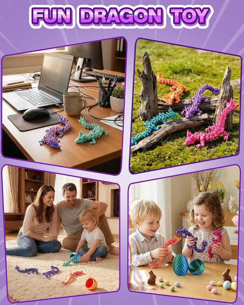 MIZTL 12PACK 3D Printed Dragon Eggs, Easter Basket Stuffers for Children and Teens, Unique Easter Toys & Gifts