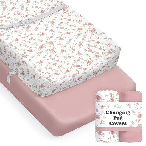 Sorrel + Fern Baby Changing Pad Cover 2-Pack for Girls (Juliette) -