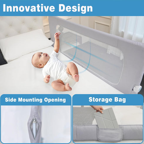 DEALNASTAR Rail-60in/150cm Bed Rail for Toddlers,Foldable Baby Bed Height Adjustable Safety Guard for Kids, Universal
