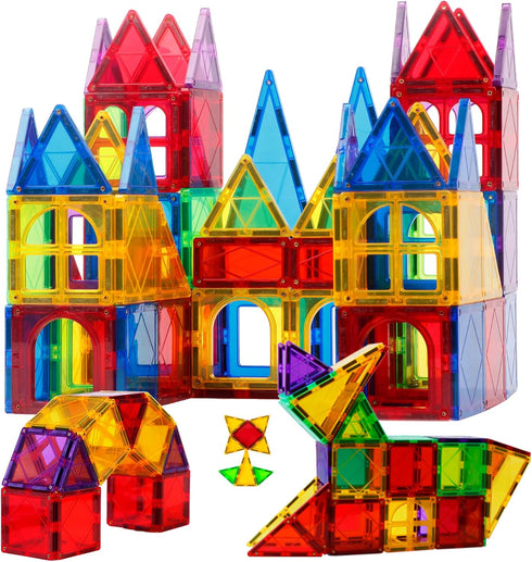 MAGBLOCK Magnet Toys, Kids Magnetic Building Tiles 100 Pcs, 3D Magnetic Blocks, Educational Toys for Toddlers Boys and