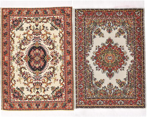 iLAND Miniature Dollhouse Accessories - Carpet for 1/12 Scale Dolls, Woven Rugs 6” x 3.8” (2pcs Fragrance)