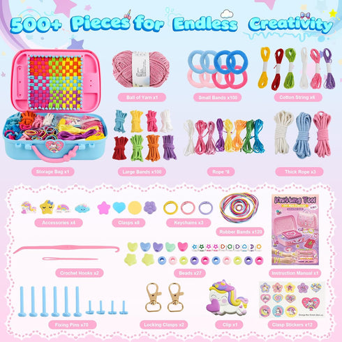 6-in-1 500+ Friendship Bracelet Making Kit,Weaving Loom Kit Toys, Pcs Craft Kits For Kids,A multi-functional Weaving