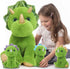 Muiteiur Giant Triceratops Stuffed Animal with 3 Baby Dinosaurs - Green Plush Toy Gift for Kids, 24.5 inch