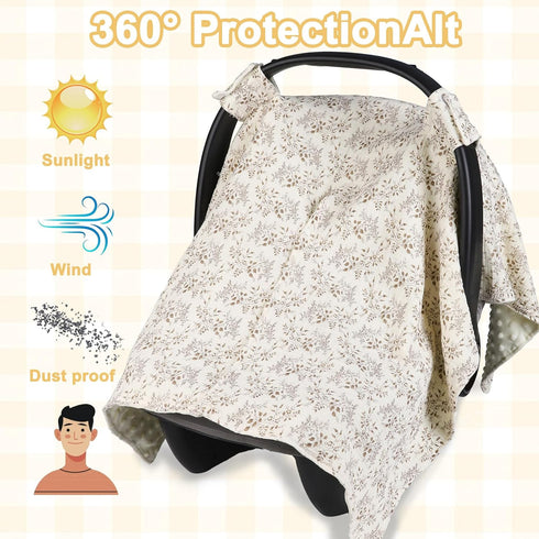 YOQIE 2-in-1 Summer Baby Car Seat Cover & Canopy | Mom Nursing Cover, Easy Install Shield | Multi-Purpose for Winter