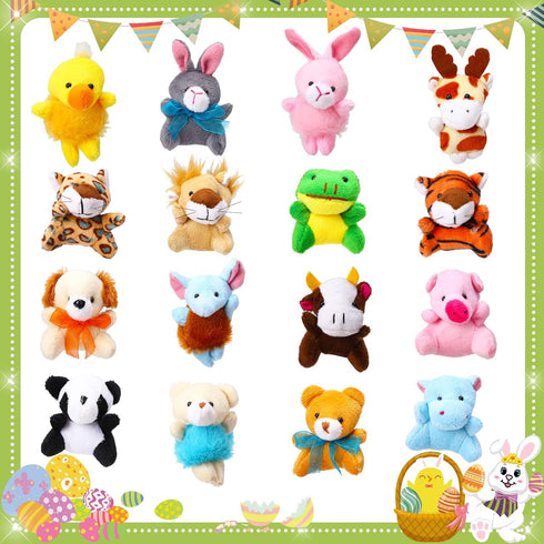 ThinkMax 16 pcs Easter Eggs Filled with Mini Plush Animals Toy for Easter Basket Stuffers/Fillers, Easter Eggs Hunt