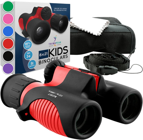 THINKPEAK Toys Think Peak Red Binoculars Science Toy for Kids Ages 3-12 Years -
