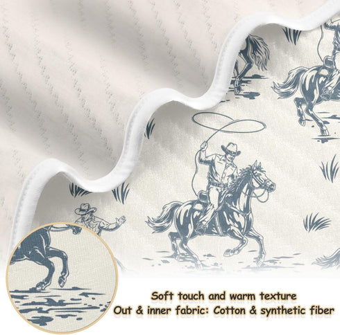 Mazeann 30x40in Cowboys Horse Western Baby Blankets Soft Warm Crib Stroller Blanket for Toddler Newborn Girls Boys
