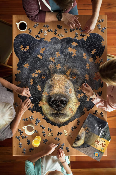 Madd Capp Puzzles - I AM Bear, 550 Pieces, Animal Shaped Jigsaw Puzzle, 27inx26in, Black