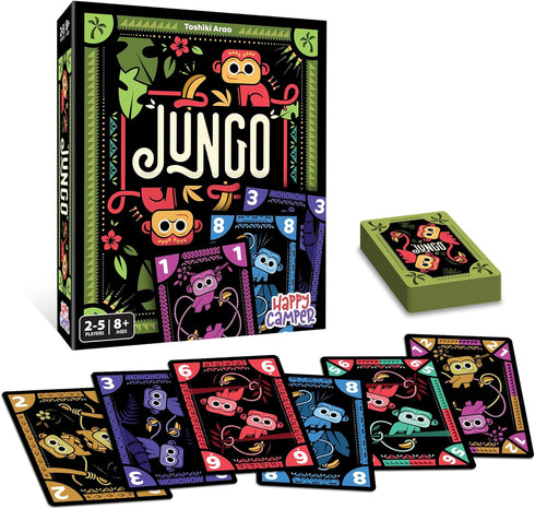 2-5 8+ Happy Camper - Jungo | A Simple Card Game of Not-so-Simple Choices | Perfect for Travel, Camping, Family Game
