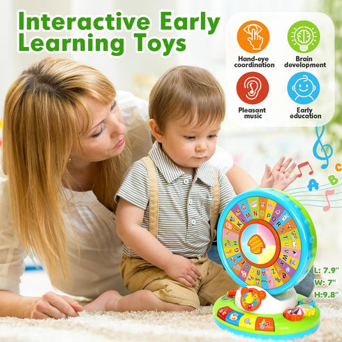 1 2 3 1-3, 1st 12-18 Toys for Year Old Boys Girls, Spin & Sing ABC Alphabet Learning Zoo with Lights & Sounds, Musical