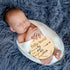 KINYFY 5.9 Inch Baby Birth Announcement Sign, Round Hello World Newborn Signs with Marker Pen and Ink Pad, Wooden