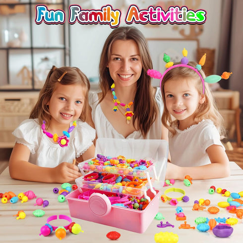 FUNZBO 800+ Pop Beads - Snap Bead Kits for Toddlers, Jewelry Making Kit for Girls, Arts and Crafts for Kids
