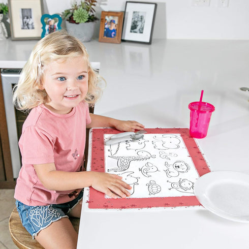 24 Pack J.L. Childress ColorMe Disposable Placemats - Stick on Disposable Placemats for Baby, Toddlers, & Kids, Travel