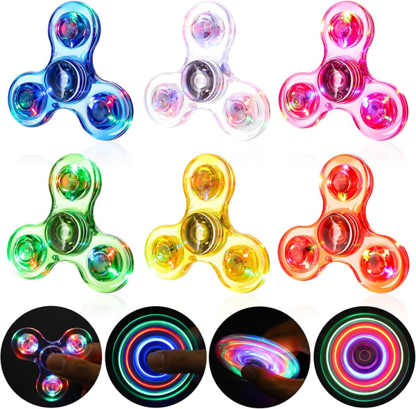Gigilli Fidget Spinners 6 Pcs - LED Light Up Bulk Fidget Spinners for Kids 4-12 - Glow in The Dark Party Supplies