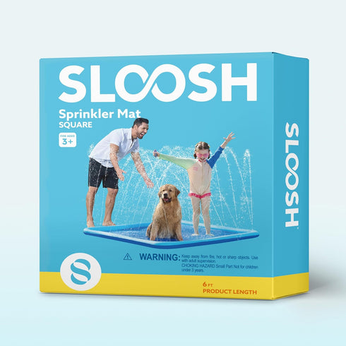 72" Summer SLOOSH Non-Slip Splash Pad Sprinkler - Water Toys Sprinkler Mat for Kids Toddlers Dogs, Outdoor Backyard