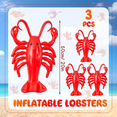 3 20 Inches Juexica Pcs Inflatable Lobsters Blow up Crawfish Party Decorations Crawfish Boil Decorations Aquatic Animal