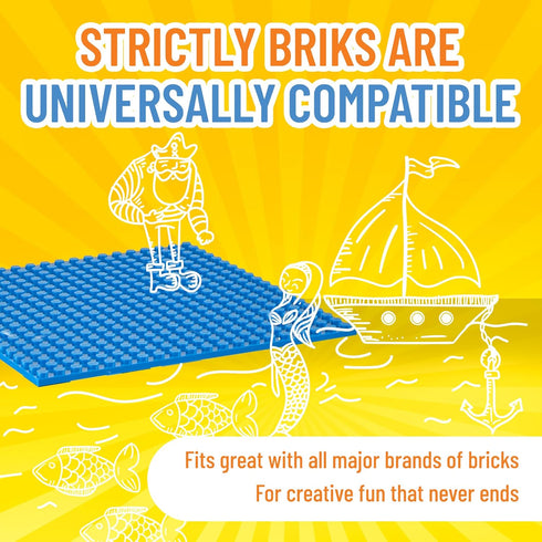 Strictly Briks Compatible with Lego Classic Big Briks, 1 Piece Blue Stackable Baseplates for Ages 3+