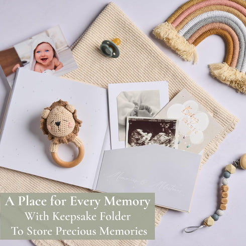 Baby Memory Book - Baby Photo Albums, Scrapbook & Record Book, Journal Gift for Newborn Baby Boy & Girl (Cream Fabric)