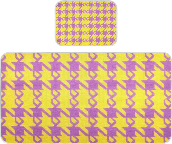 SyXIOP Houndstooth Purple Yellow Cooling Baby Crib Mattress Topper 28" x 52" Ultra